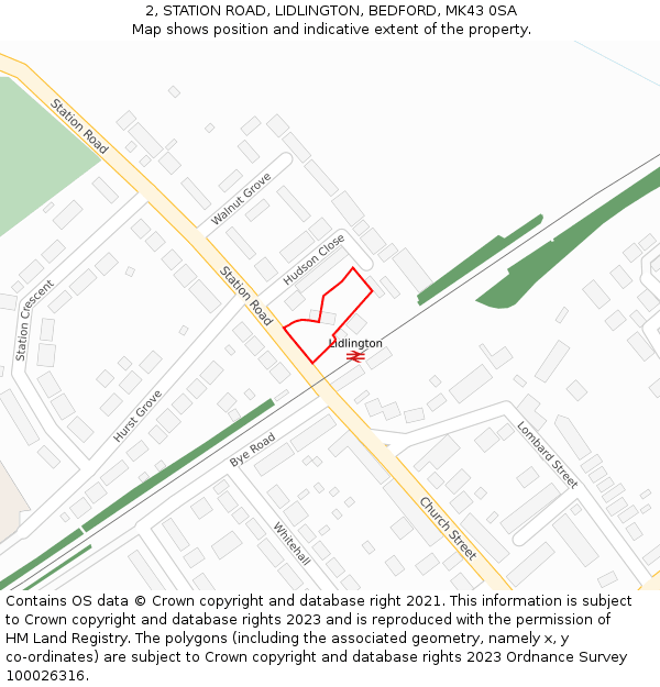 2, STATION ROAD, LIDLINGTON, BEDFORD, MK43 0SA: Location map and indicative extent of plot