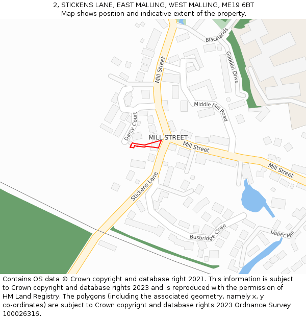 2, STICKENS LANE, EAST MALLING, WEST MALLING, ME19 6BT: Location map and indicative extent of plot