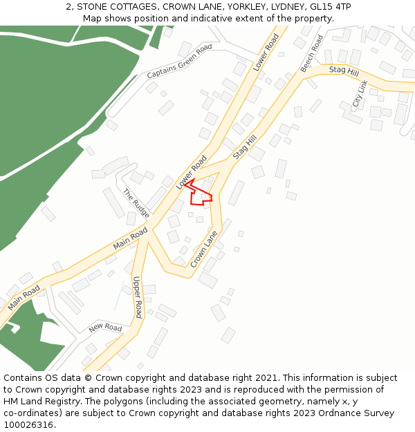 2, STONE COTTAGES, CROWN LANE, YORKLEY, LYDNEY, GL15 4TP: Location map and indicative extent of plot