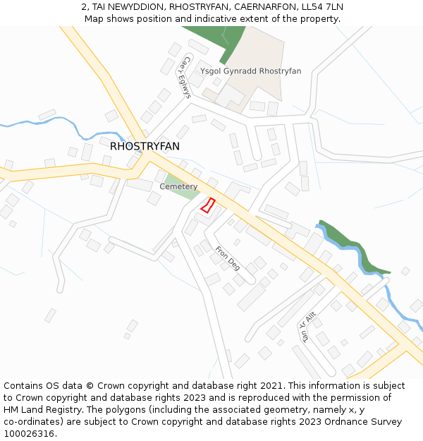 2, TAI NEWYDDION, RHOSTRYFAN, CAERNARFON, LL54 7LN: Location map and indicative extent of plot