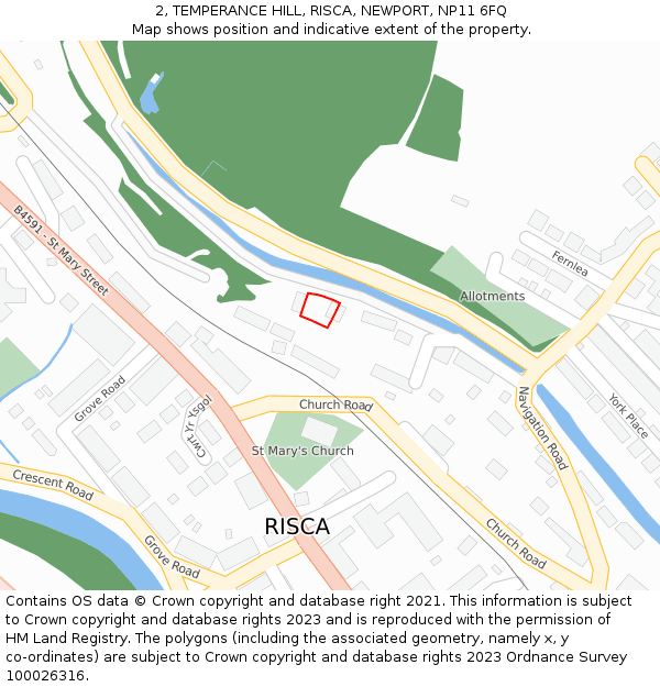 2, TEMPERANCE HILL, RISCA, NEWPORT, NP11 6FQ: Location map and indicative extent of plot