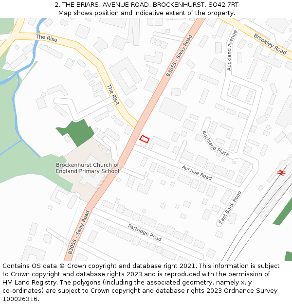 2, THE BRIARS, AVENUE ROAD, BROCKENHURST, SO42 7RT: Location map and indicative extent of plot