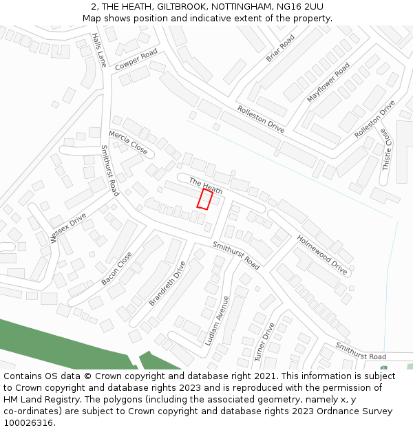 2, THE HEATH, GILTBROOK, NOTTINGHAM, NG16 2UU: Location map and indicative extent of plot