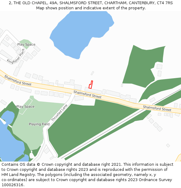 2, THE OLD CHAPEL, 49A, SHALMSFORD STREET, CHARTHAM, CANTERBURY, CT4 7RS: Location map and indicative extent of plot