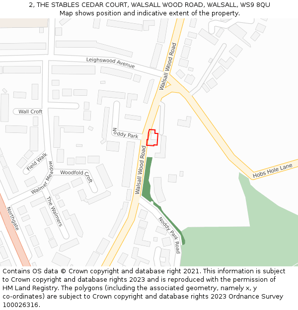 2, THE STABLES CEDAR COURT, WALSALL WOOD ROAD, WALSALL, WS9 8QU: Location map and indicative extent of plot