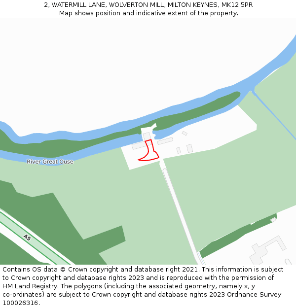 2, WATERMILL LANE, WOLVERTON MILL, MILTON KEYNES, MK12 5PR: Location map and indicative extent of plot