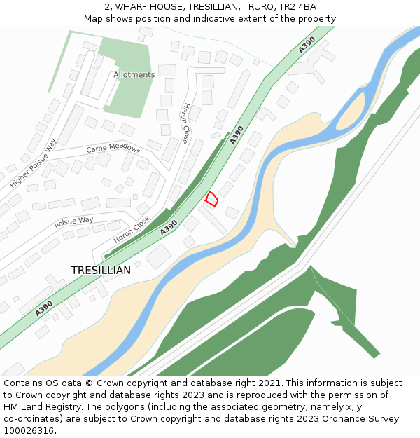 2, WHARF HOUSE, TRESILLIAN, TRURO, TR2 4BA: Location map and indicative extent of plot