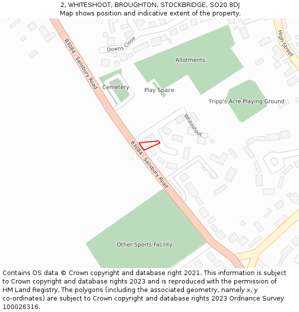2, WHITESHOOT, BROUGHTON, STOCKBRIDGE, SO20 8DJ: Location map and indicative extent of plot