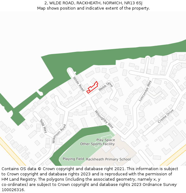 2, WILDE ROAD, RACKHEATH, NORWICH, NR13 6SJ: Location map and indicative extent of plot