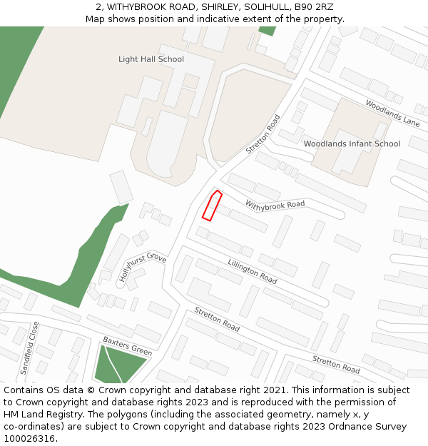2, WITHYBROOK ROAD, SHIRLEY, SOLIHULL, B90 2RZ: Location map and indicative extent of plot