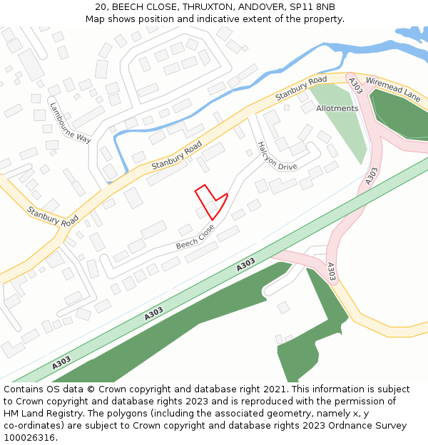 20, BEECH CLOSE, THRUXTON, ANDOVER, SP11 8NB: Location map and indicative extent of plot