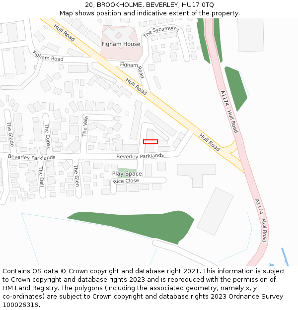 20, BROOKHOLME, BEVERLEY, HU17 0TQ: Location map and indicative extent of plot