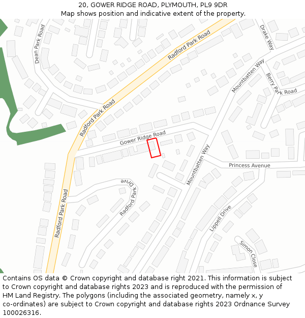 20, GOWER RIDGE ROAD, PLYMOUTH, PL9 9DR: Location map and indicative extent of plot