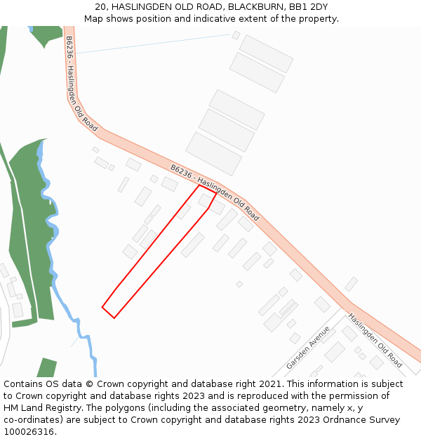 20, HASLINGDEN OLD ROAD, BLACKBURN, BB1 2DY: Location map and indicative extent of plot