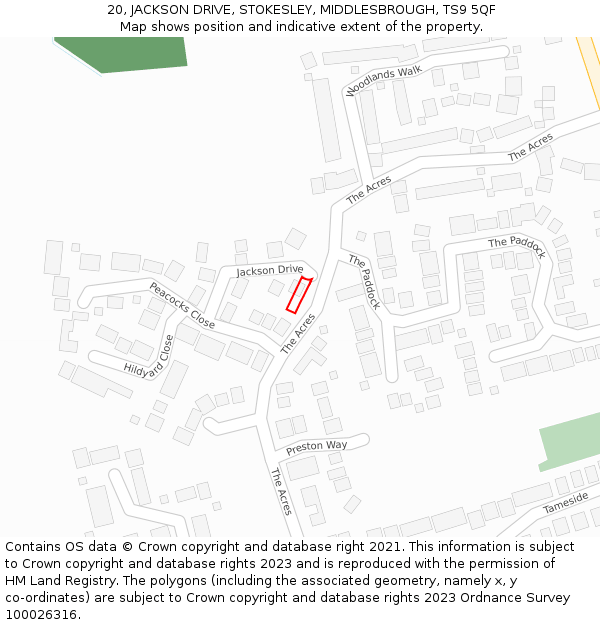 20, JACKSON DRIVE, STOKESLEY, MIDDLESBROUGH, TS9 5QF: Location map and indicative extent of plot