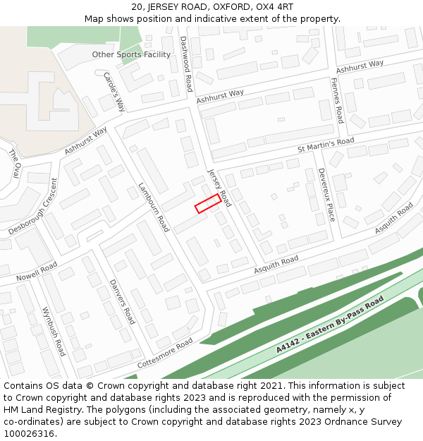 20, JERSEY ROAD, OXFORD, OX4 4RT: Location map and indicative extent of plot