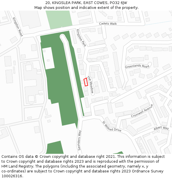 20, KINGSLEA PARK, EAST COWES, PO32 6JW: Location map and indicative extent of plot