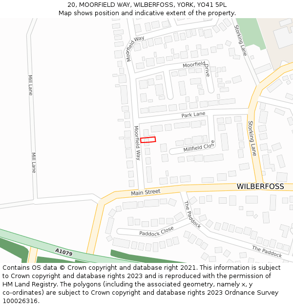 20, MOORFIELD WAY, WILBERFOSS, YORK, YO41 5PL: Location map and indicative extent of plot