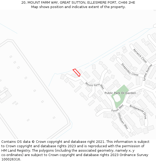 20, MOUNT FARM WAY, GREAT SUTTON, ELLESMERE PORT, CH66 2HE: Location map and indicative extent of plot