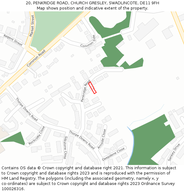 20, PENKRIDGE ROAD, CHURCH GRESLEY, SWADLINCOTE, DE11 9FH: Location map and indicative extent of plot