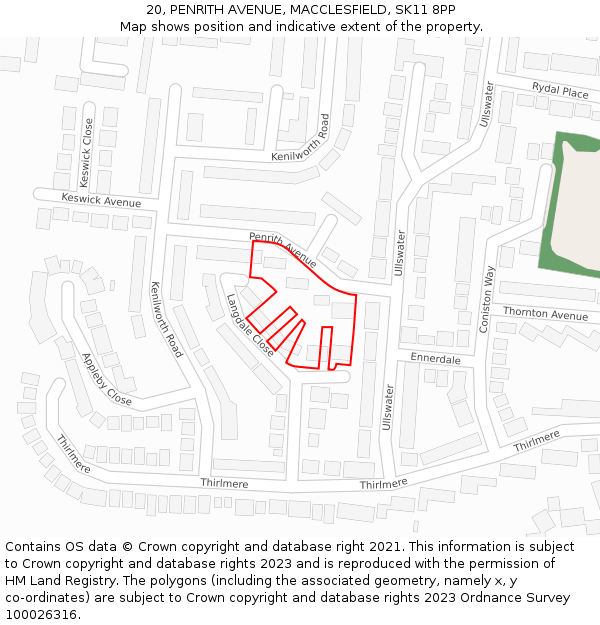 20, PENRITH AVENUE, MACCLESFIELD, SK11 8PP: Location map and indicative extent of plot