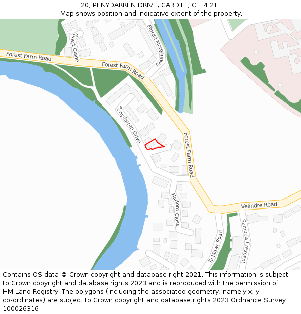 20, PENYDARREN DRIVE, CARDIFF, CF14 2TT: Location map and indicative extent of plot