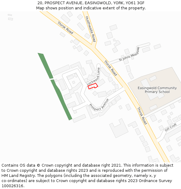 20, PROSPECT AVENUE, EASINGWOLD, YORK, YO61 3GF: Location map and indicative extent of plot