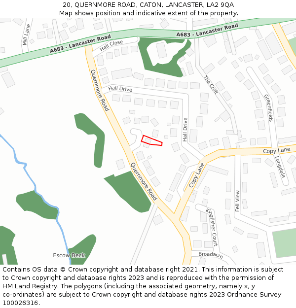 20, QUERNMORE ROAD, CATON, LANCASTER, LA2 9QA: Location map and indicative extent of plot