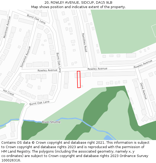 20, ROWLEY AVENUE, SIDCUP, DA15 9LB: Location map and indicative extent of plot