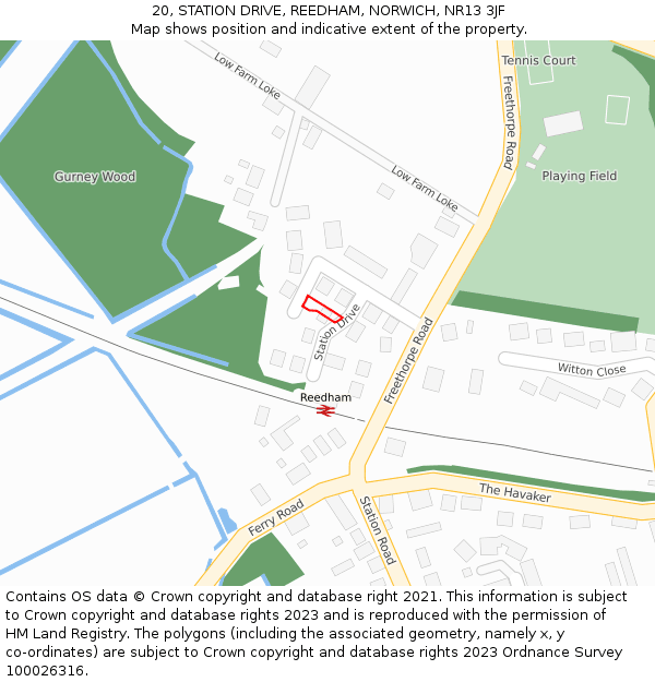 20, STATION DRIVE, REEDHAM, NORWICH, NR13 3JF: Location map and indicative extent of plot