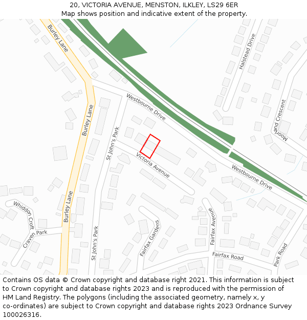 20, VICTORIA AVENUE, MENSTON, ILKLEY, LS29 6ER: Location map and indicative extent of plot