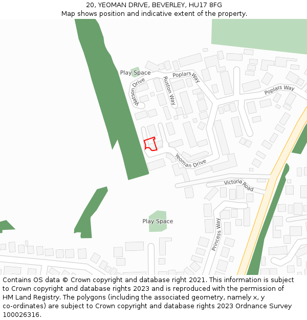 20, YEOMAN DRIVE, BEVERLEY, HU17 8FG: Location map and indicative extent of plot