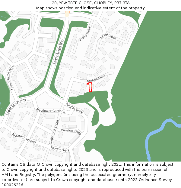 20, YEW TREE CLOSE, CHORLEY, PR7 3TA: Location map and indicative extent of plot