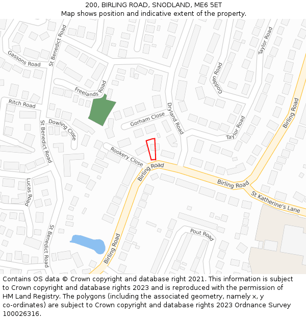 200, BIRLING ROAD, SNODLAND, ME6 5ET: Location map and indicative extent of plot