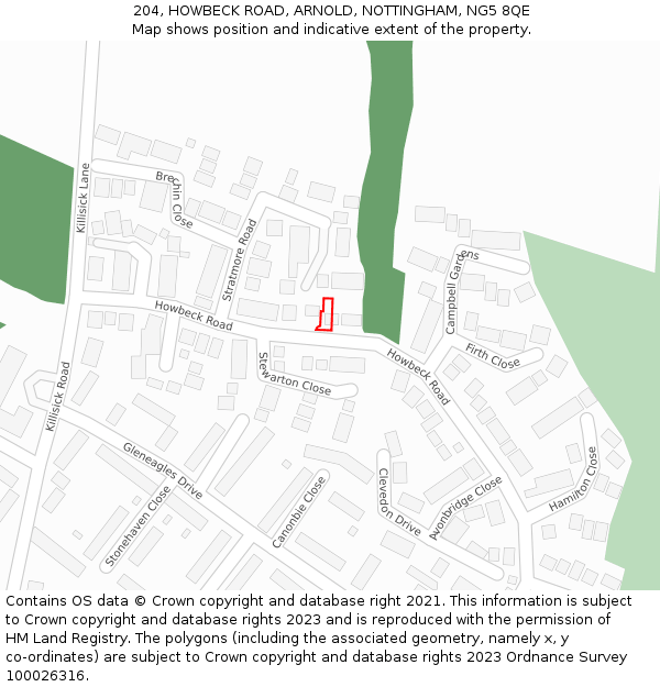 204, HOWBECK ROAD, ARNOLD, NOTTINGHAM, NG5 8QE: Location map and indicative extent of plot