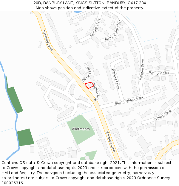 20B, BANBURY LANE, KINGS SUTTON, BANBURY, OX17 3RX: Location map and indicative extent of plot