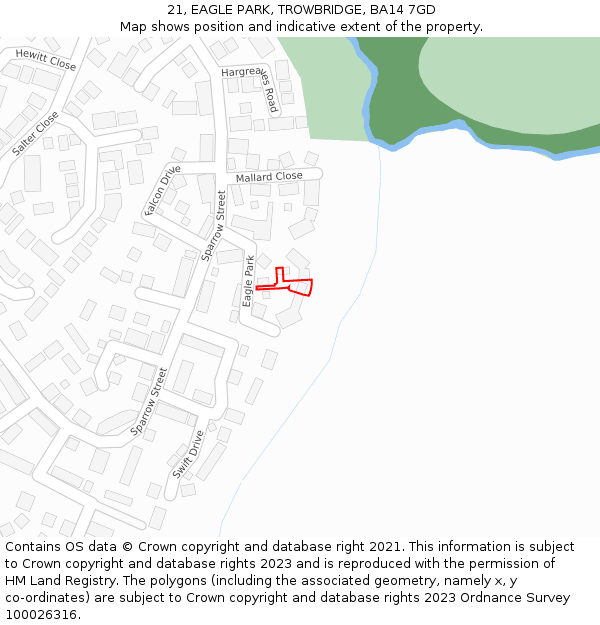 21, EAGLE PARK, TROWBRIDGE, BA14 7GD: Location map and indicative extent of plot