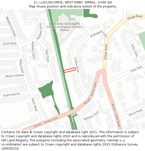 21, LUDLOW DRIVE, WEST KIRBY, WIRRAL, CH48 3JG: Location map and indicative extent of plot