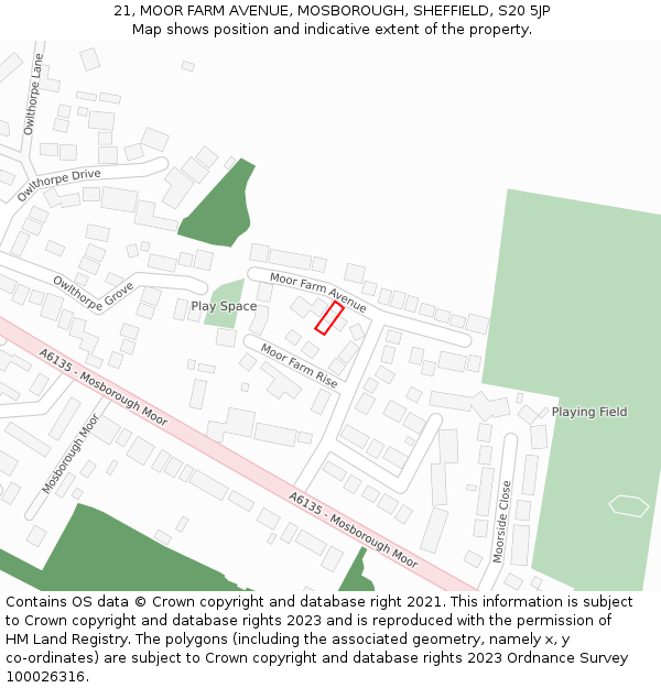 21, MOOR FARM AVENUE, MOSBOROUGH, SHEFFIELD, S20 5JP: Location map and indicative extent of plot