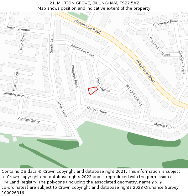 21, MURTON GROVE, BILLINGHAM, TS22 5AZ: Location map and indicative extent of plot