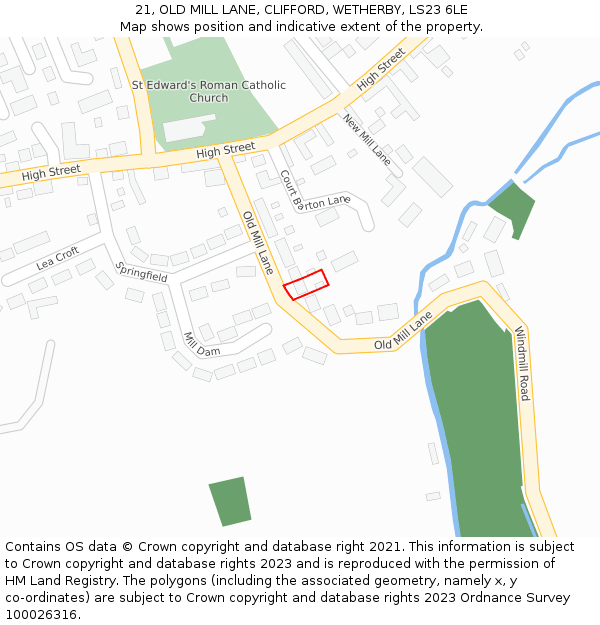 21, OLD MILL LANE, CLIFFORD, WETHERBY, LS23 6LE: Location map and indicative extent of plot
