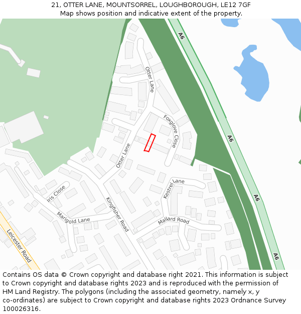 21, OTTER LANE, MOUNTSORREL, LOUGHBOROUGH, LE12 7GF: Location map and indicative extent of plot