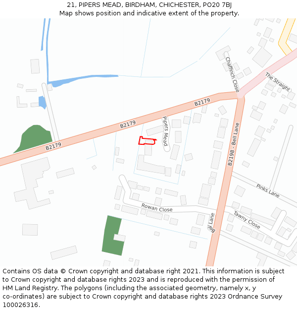 21, PIPERS MEAD, BIRDHAM, CHICHESTER, PO20 7BJ: Location map and indicative extent of plot