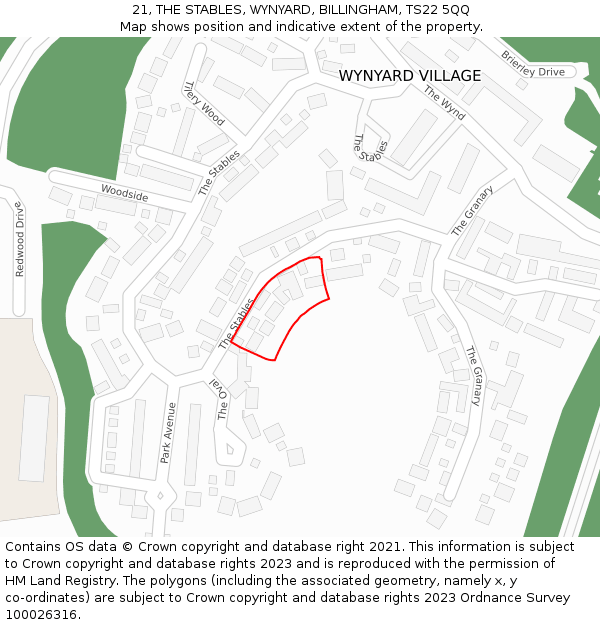 21, THE STABLES, WYNYARD, BILLINGHAM, TS22 5QQ: Location map and indicative extent of plot