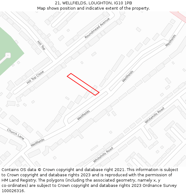 21, WELLFIELDS, LOUGHTON, IG10 1PB: Location map and indicative extent of plot