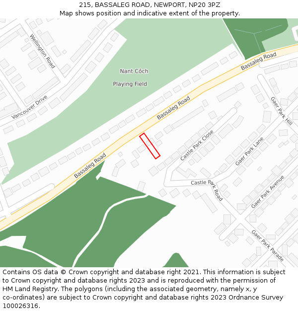 215, BASSALEG ROAD, NEWPORT, NP20 3PZ: Location map and indicative extent of plot