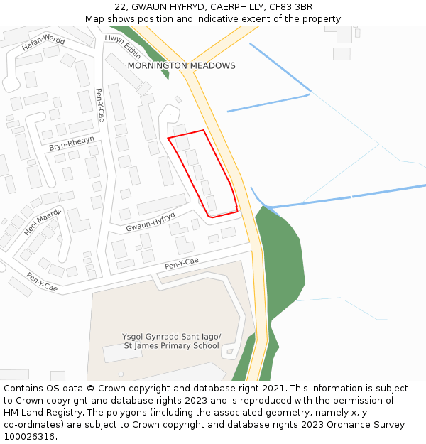 22, GWAUN HYFRYD, CAERPHILLY, CF83 3BR: Location map and indicative extent of plot