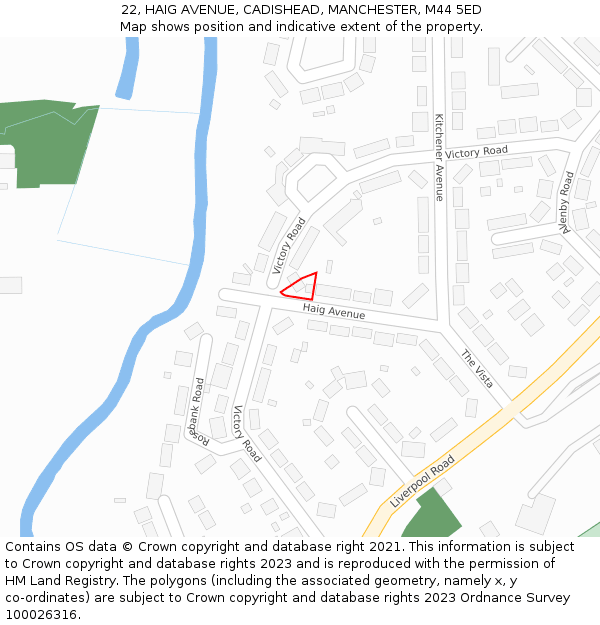 22, HAIG AVENUE, CADISHEAD, MANCHESTER, M44 5ED: Location map and indicative extent of plot