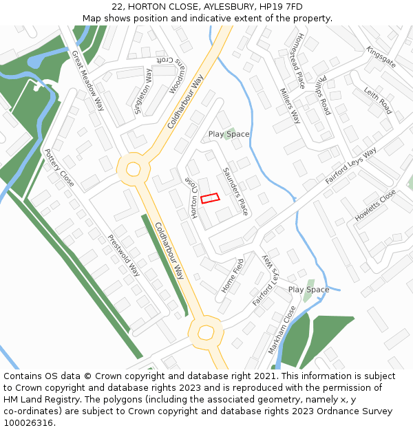 22, HORTON CLOSE, AYLESBURY, HP19 7FD: Location map and indicative extent of plot