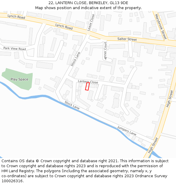 22, LANTERN CLOSE, BERKELEY, GL13 9DE: Location map and indicative extent of plot